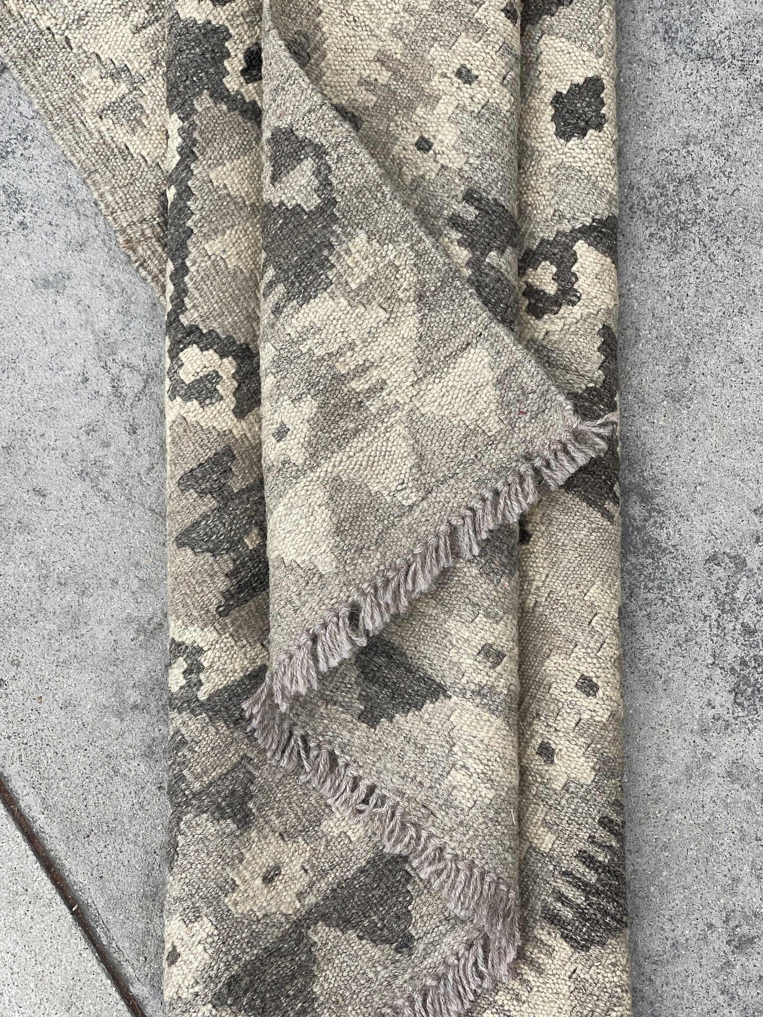 3x9 (90x275) Handmade Afghan Kilim Runner Rug | Light Grey Gray Ivory Cream | Flatweave Flat Weave Tribal Turkish Moroccan Oriental Wool
