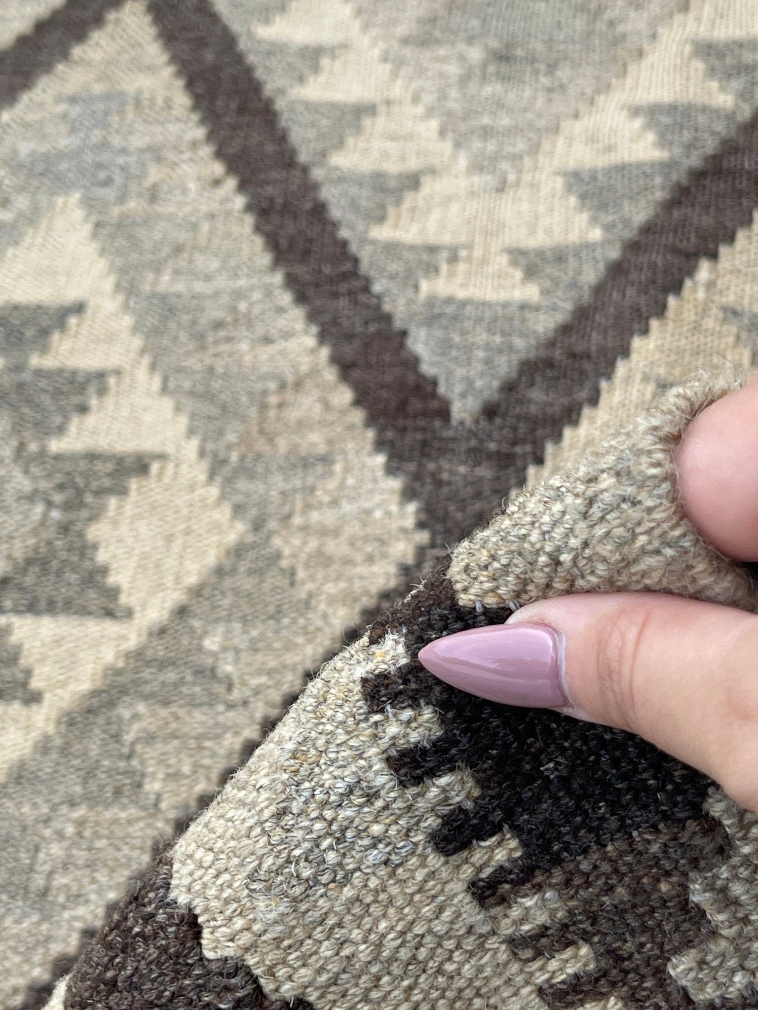 5x7 (150x200) Handmade Kilim Afghan Rug | Grey Gray Beige Gold Brown | Flatweave Tribal Nomadic Turkish Moroccan Outdoor Wool