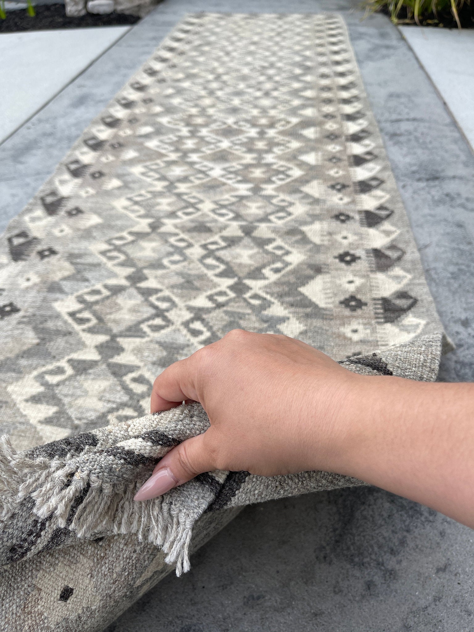 3x10 (90x305) Handmade Afghan Kilim Runner Rug | Light Grey Gray Ivory Black | Flatweave Flat Weave Tribal Turkish Moroccan Oriental Wool