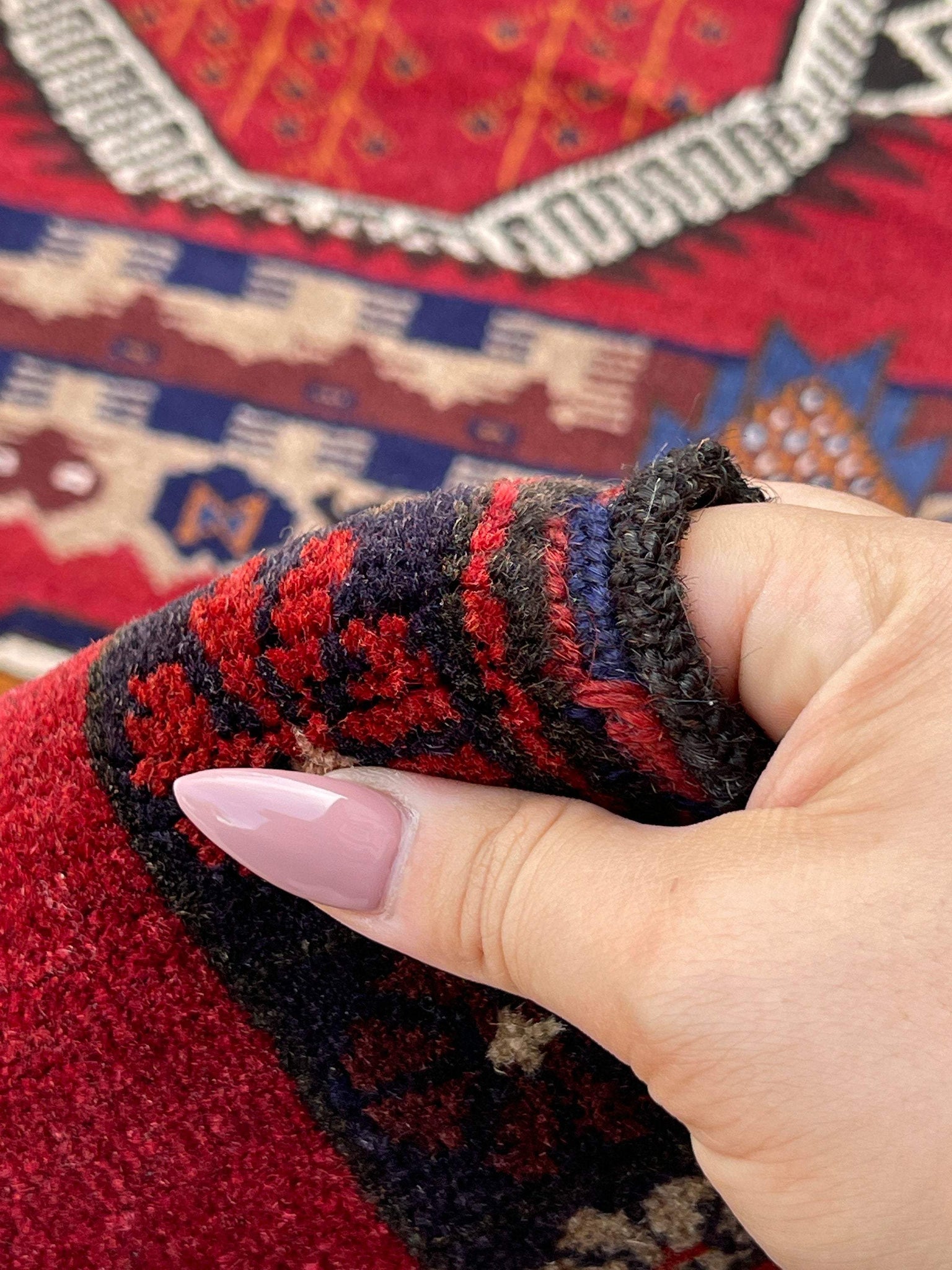 3x5 (90x150) Handmade Vintage Afghan Rug | Nomadic Baluch | Red Blue Orange  Ivory Beige Black | Boho Bohemian Tribal Turkish Moroccan Wool