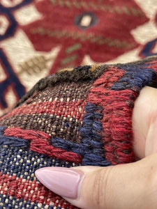3x13 (90x395) Handmade Afghan Rug Runner | Red Beige Navy Blue Sage Green  | Flatweave Flat Weave Tribal Oriental Boho Wool Hand Knotted