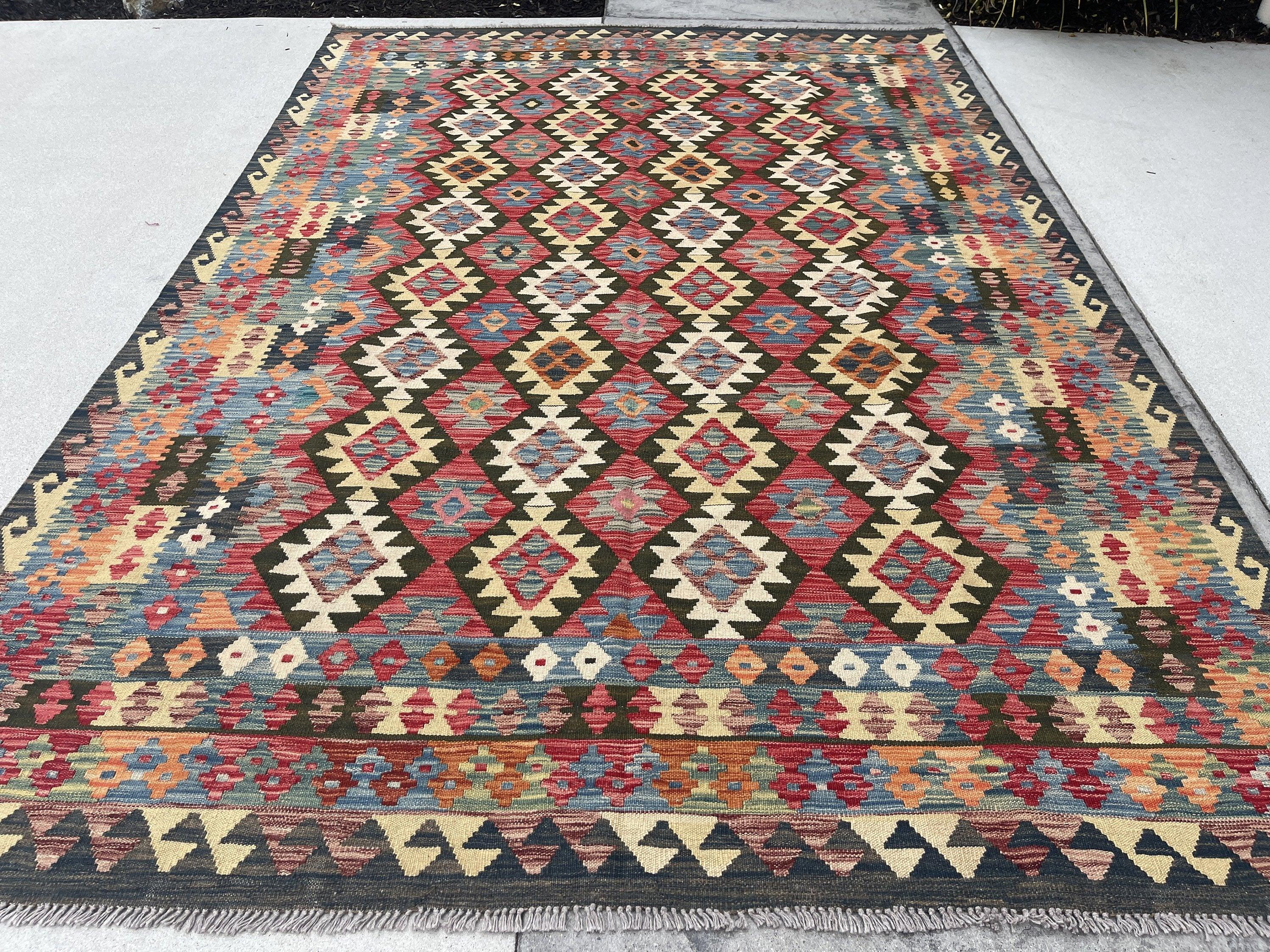 7x10 (215x305) Handmade Afghan Kilim Flatweave Rug