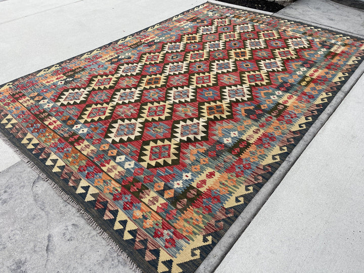 7x10 (215x305) Handmade Afghan Kilim Flatweave Rug