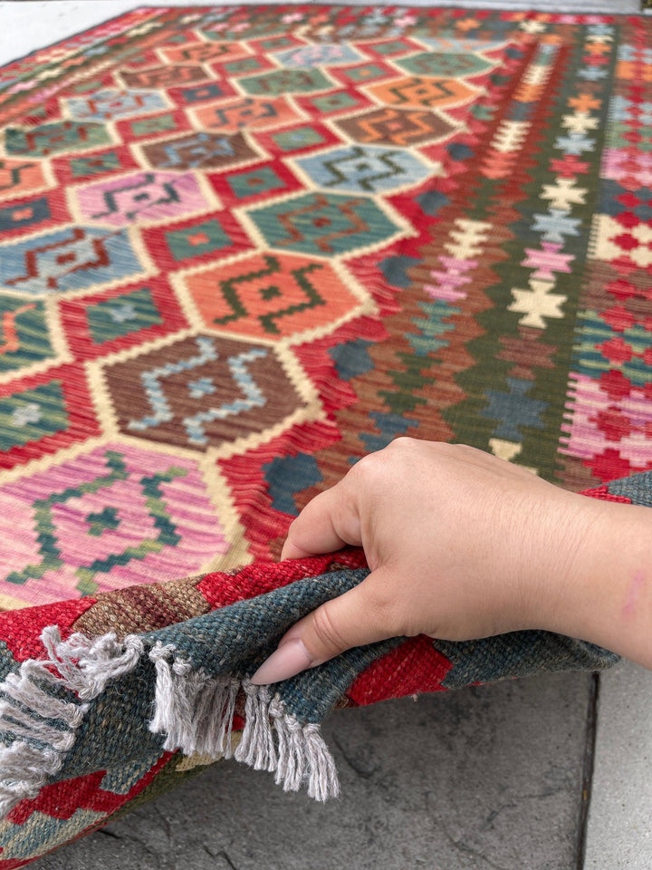 7x10 (215x305) Handmade Afghan Kilim Flatweave Rug 