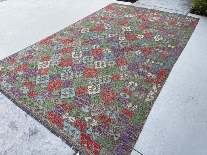 7x10 (215x305) Handmade Afghan Kilim Rug 