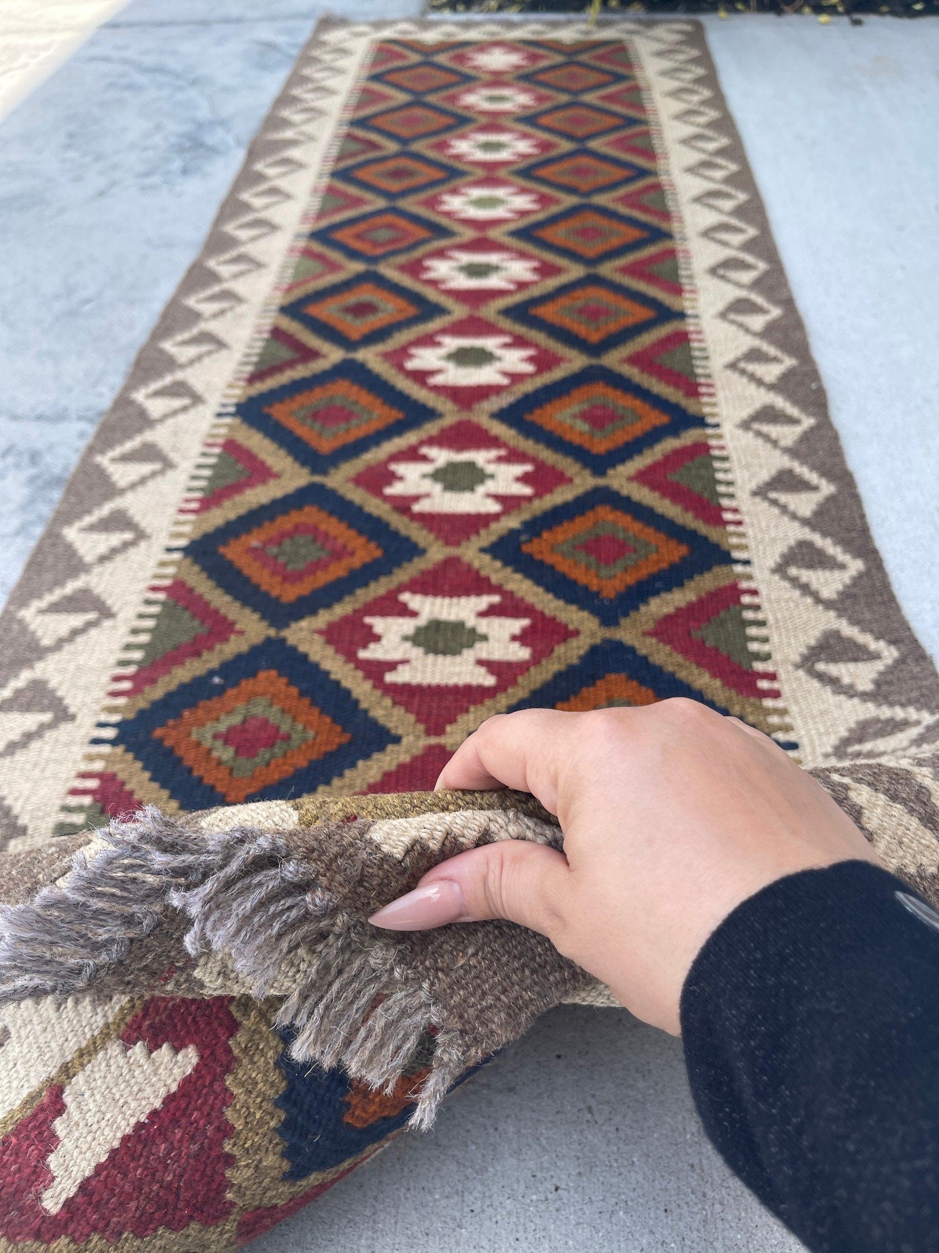 3x10 (90x305) Handmade Afghan Kilim Rug 