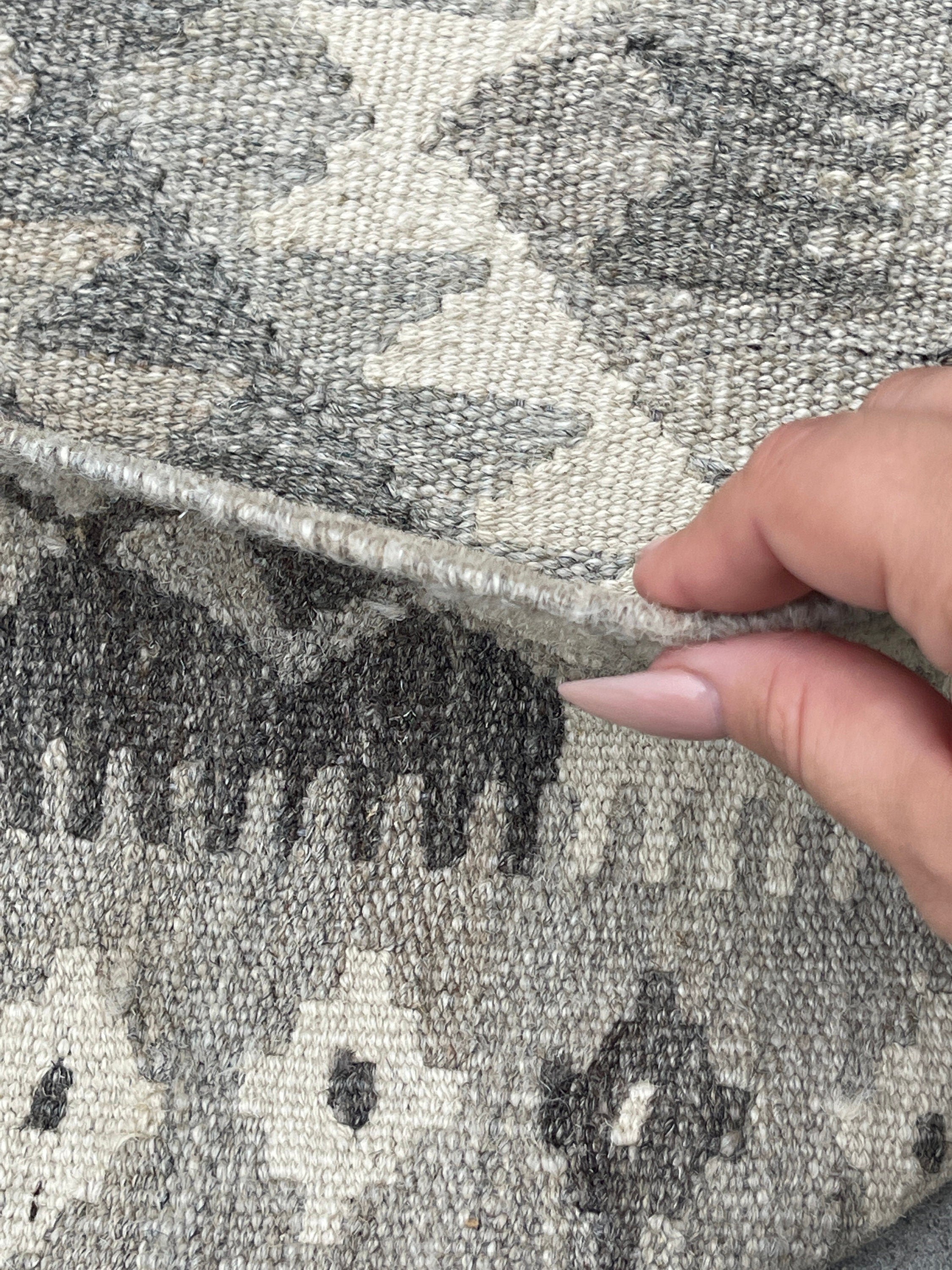 3x11 (90x335) Handmade Afghan Kilim Runner Rug | Light Grey Gray Ivory Cream | Flatweave Flat Weave Tribal Turkish Moroccan Oriental Wool