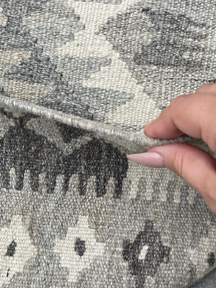 3x11 (90x335) Handmade Afghan Kilim Runner Rug | Light Grey Gray Ivory Cream | Flatweave Flat Weave Tribal Turkish Moroccan Oriental Wool