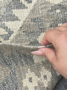 3x10 (90x305) Handmade Afghan Kilim Runner Rug | Light Grey Gray Ivory Cream | Flatweave Flat Weave Tribal Turkish Moroccan Oriental Wool