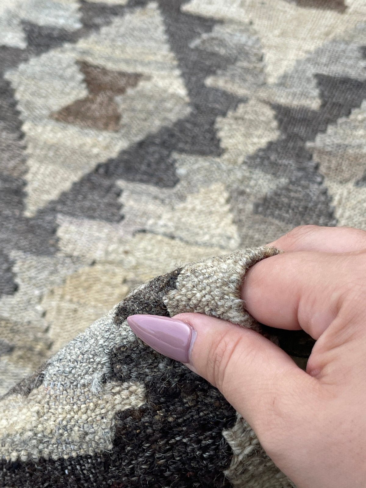 5x7 (150x200) Handmade Kilim Afghan Rug | Beige Grey Gray Dark Brown | Flatweave Tribal Nomadic Turkish Moroccan Outdoor Wool Persian