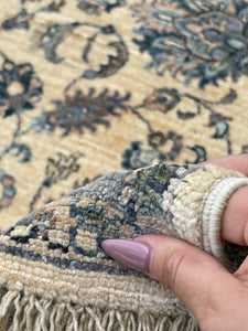3x12 (90x365) Handmade Afghan Rug Runner | Beige Grey Gray Sage | Tribal Oriental Boho Wool Hand Knotted Persian Vintage Outdoor Oushak