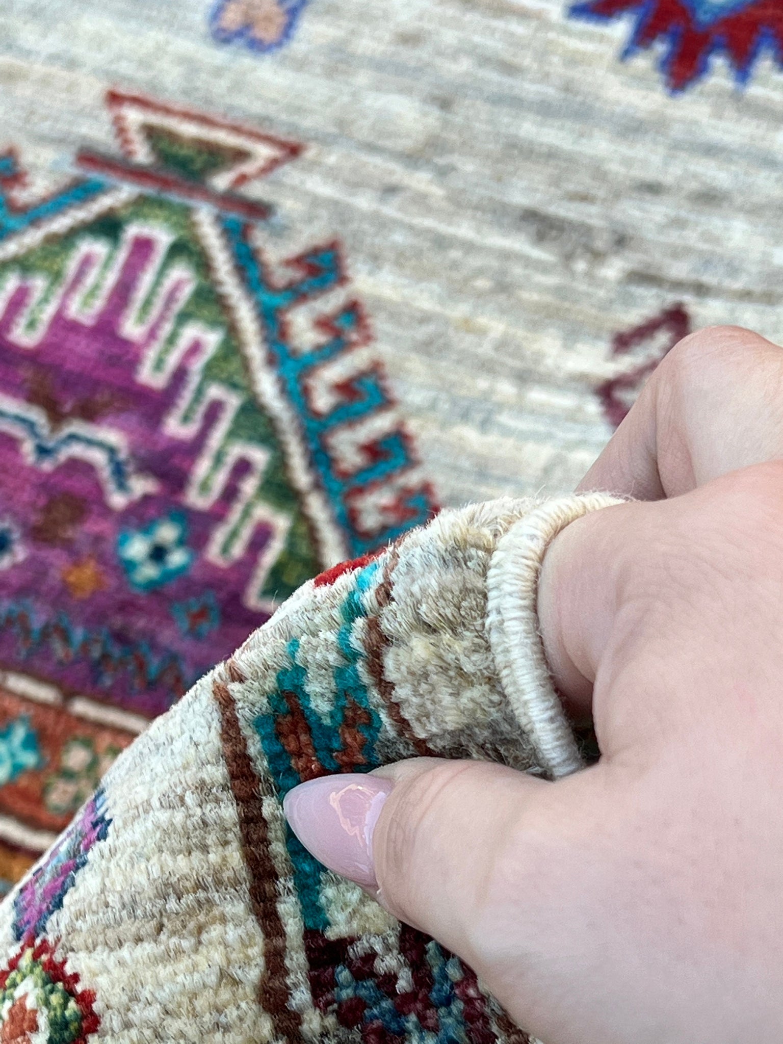3x12 (90x365) Handmade Afghan Rug Runner | Light Grey Ivory Purple Turquoise Blue Brown Green Orange | Tribal Oriental Boho Knotted Persian