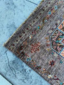 3x7 (90x215) Handmade Afghan Rug Runner |Chocolate Brown Aqua Blue Orange Red White | Tribal Oriental Boho Wool Hand Knotted Persian
