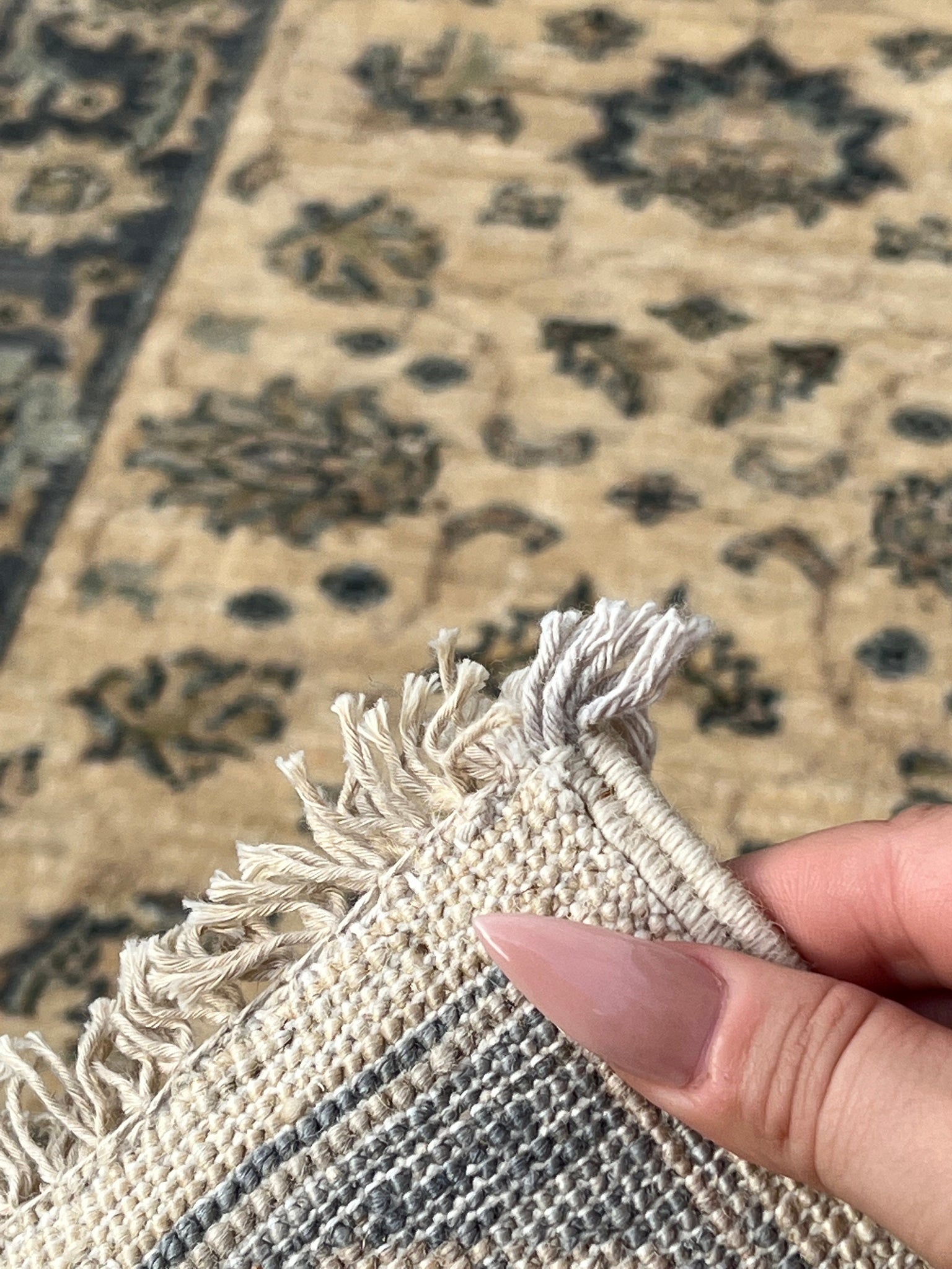 2x6 (60x 185) Handmade Afghan Runner Rug | Cream Charcoal Grey Gray Teal Sage Green | Turkish Moroccan Boho Bohemian Hand Knotted Wool