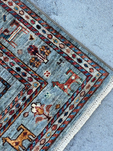 3x4 (90x120) Handmade Afghan Rug | Charcoal Grey Blue Teal Red Orange Ivory Caramel Chocolate Brown Black Turquoise | Tribal Wool Boho