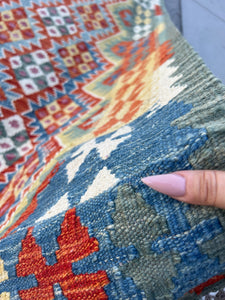 3x20 (90x610) Handmade Kilim Afghan Runner Rug | Red Teal Ivory Burnt Orange Cream Beige Fuchsia Blue | Flat Weave Tribal Nomadic Turkish