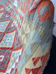 5x7 Handmade Afghan Kilim Flatweave Rug | Burnt Orange Teal Baby Blue Burnt Red Magenta Purple Cream Ivory Olive Green Moss Green Colorful