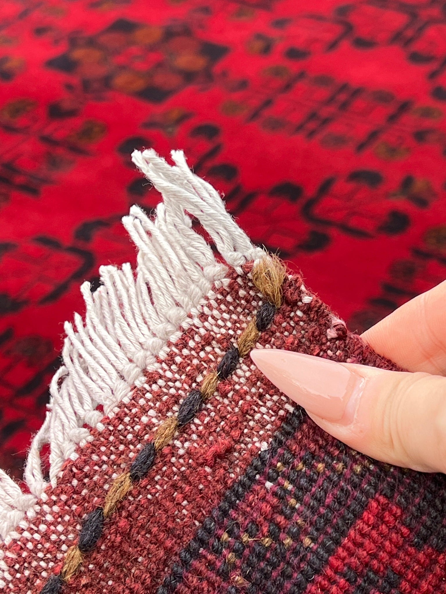 8x12 (245x365) Handmade Afghan Rug | Cherry Red Brick Red Black Burnt Orange Beige Ivory | Hand Knotted Oriental Turkish Wool Persian Floral