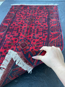 3x4~3x5 Fair Trade Handmade Afghan Rug | Cherry Red Midnight Blue Brick Red Orange Beige White | Hand Knotted Oriental Turkish Floral Oushak