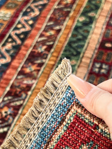 3x5~4x5 Fair Trade Handmade Afghan Rug | Brick Red Teal Garnet Red Midnight Blue Chocolate Brown Denim Blue Ivory Orange Fern Green Tribal