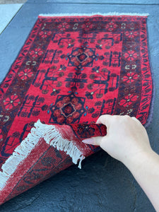3x4 (90x120) Fair Trade Handmade Afghan Rug | Cherry Red Midnight Blue Roya Blue Brick Red Orange Beige White | Hand Knotted Turkish Floral