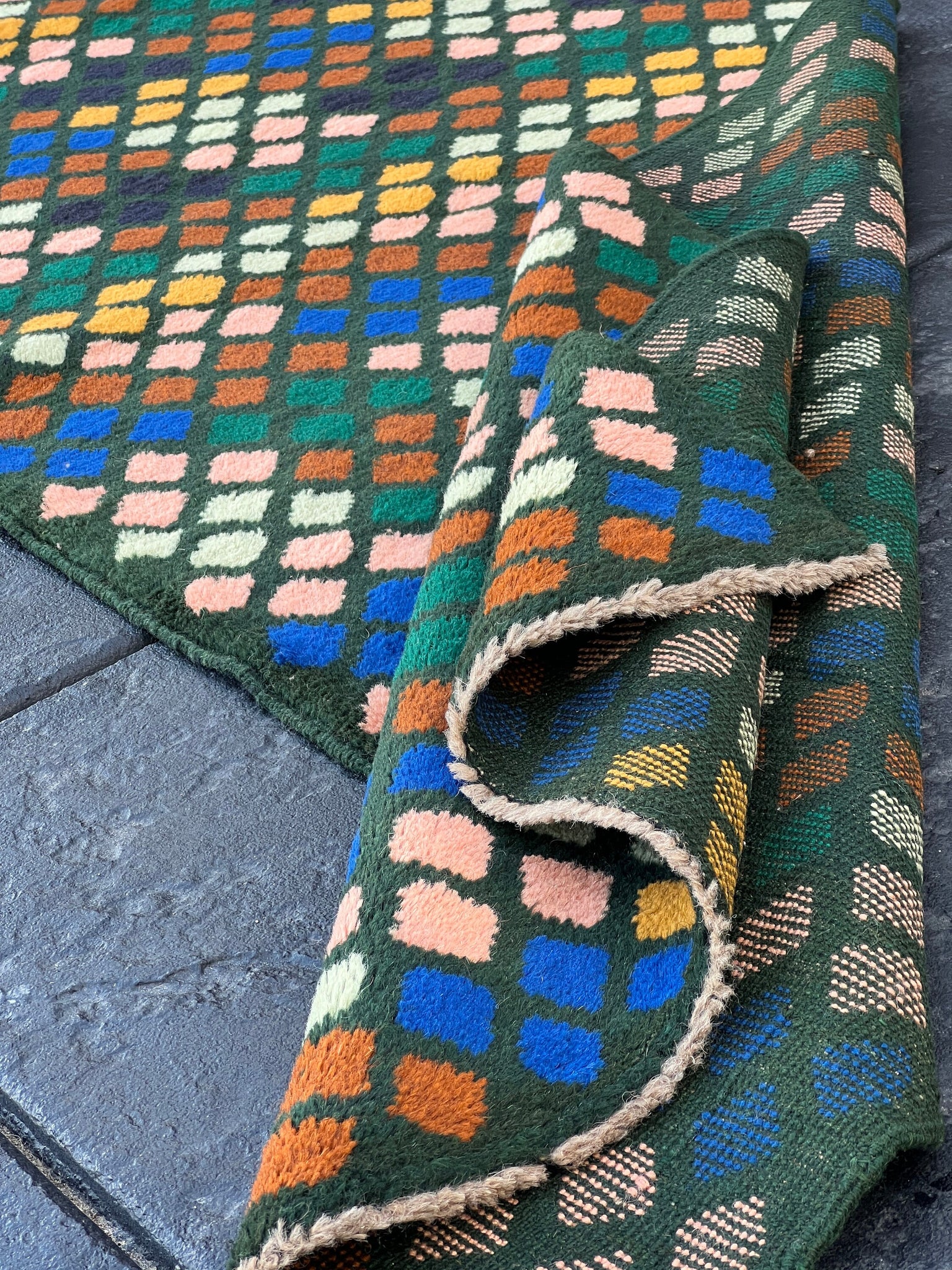 3x10 (90x305) Handmade Vintage Baluch Afghan Runner Rug | Olive Green Rose Pink Chocolate Brown Blush Pink Turquoise Blue Teal Wool