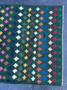 3x10 (90x305) Handmade Vintage Baluch Afghan Runner Rug | Pine Green Rose Pink Chocolate Brown Blush Pink Turquoise Blue Teal Ivory Turkish