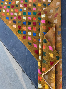 3x10 (90x305) Handmade Vintage Baluch Afghan Runner Rug Moss Green Purple Coral Orange Blood Red Pine Green Teal Blue Ivory | Geometric Wool