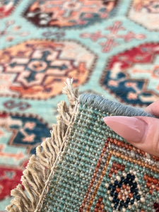 5x7 (150x215) Fair Trade Handmade Afghan Rug | Turquoise Teal Blush Pink Olive Green Black Blood Red Mocha Brown Gold | Knotted Persian Wool