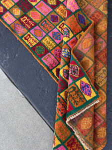 3x10 (90x305) Handmade Vintage Baluch Afghan Runner Rug | Pine Green Chocolate Brown Rose Pink Mustard Yellow Blush Pink Blue Orange Wool