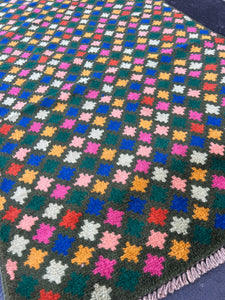 3x10 (90x305) Handmade Vintage Baluch Afghan Runner Rug | Pine Green Rose Blush Pink Turquoise Blue Mustard Hand Knotted Geometric Wool