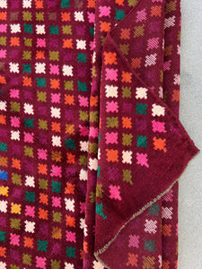 7x10 (215x305) Handmade Vintage Baluch Afghan Rug | Burgundy Red Orange Pine Green Cream Beige Pine Olive Green Blush Pink Purple