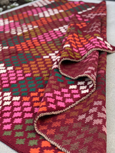 7x10 (215x305) Handmade Vintage Baluch Afghan Rug | Purple Burgundy Orange Pine Green Ivory Olive Green Blush Pink Chocolate | Boho Wool