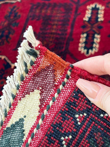 4x6 - 4x7 Fair Trade Handmade Afghan Rug | Cherry Red Crimson Black Ivory Burnt Orange Charcoal Grey | Khal Mohammadi Wool Tribal Boho