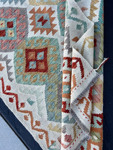 3x5 (100x180) Handmade Afghan Kilim Rug | Cream Ivory Beige Mint Green Orange Grey Crimson Red Teal Turquoise Taupe Mahogany | Boho Wool