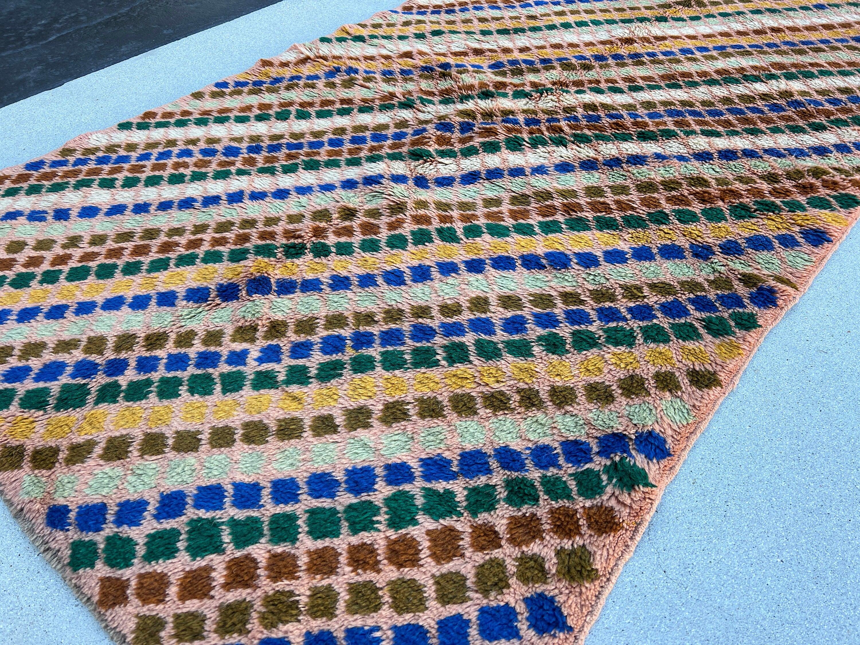 4x6 (120x185) Handmade Vintage Baluch Afghan Rug | Rose Pink Pine Green Golden Yellow Chocolate Turquoise Blue Ivory Golden Brown | Wool