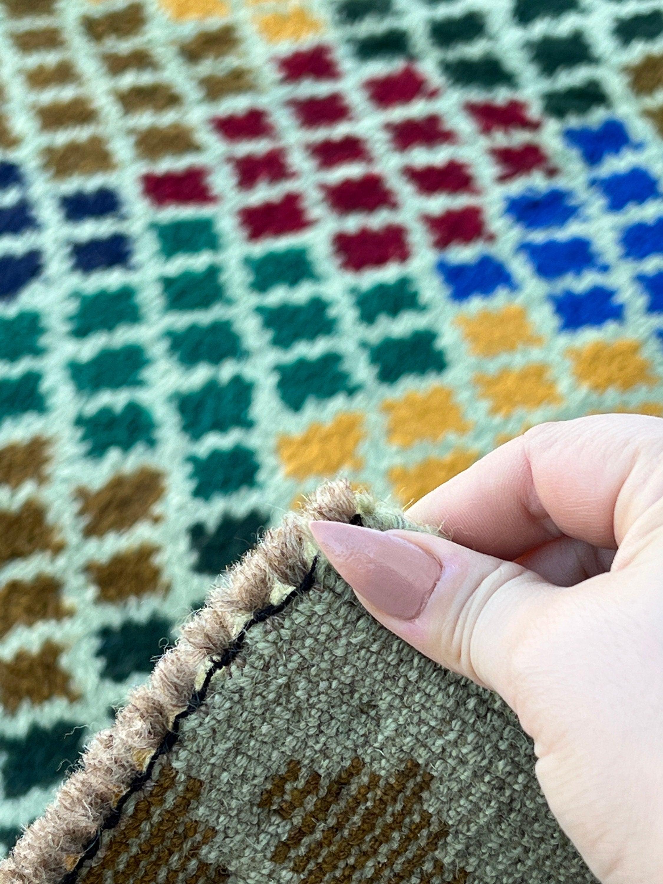 4x6 (120x185) Handmade Vintage Baluch Afghan Rug | Turquoise Crimson Red Moss Green Golden Yellow Blue Pine Green Blue Chocolate Brown Wool