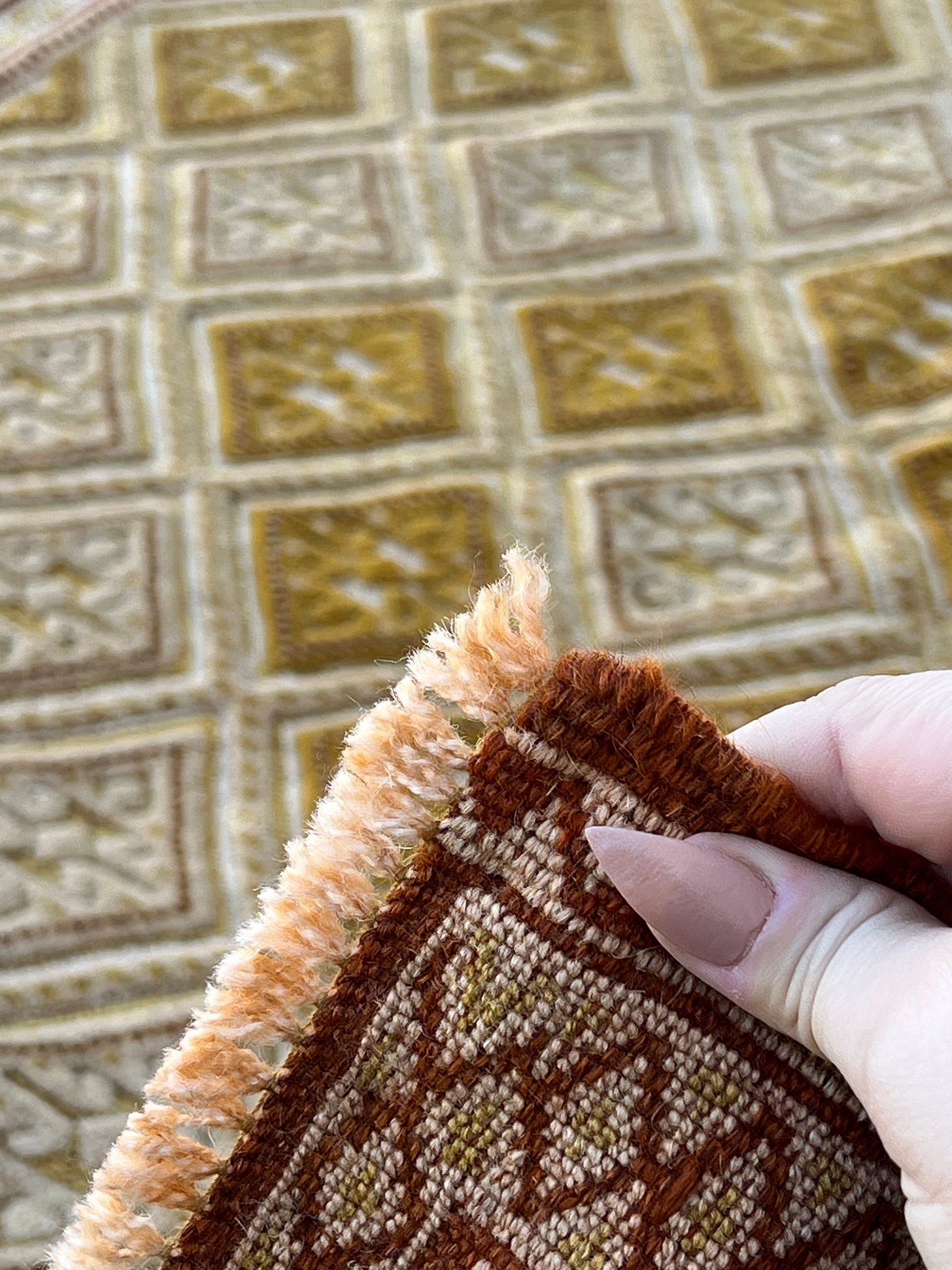 5x7 (150x215) Handmade Afghan Rug | Taupe Chocolate Brown Golden Yellow Cream Beige Tan | Hand Knotted Geometric Persian Wool Boho Tribal