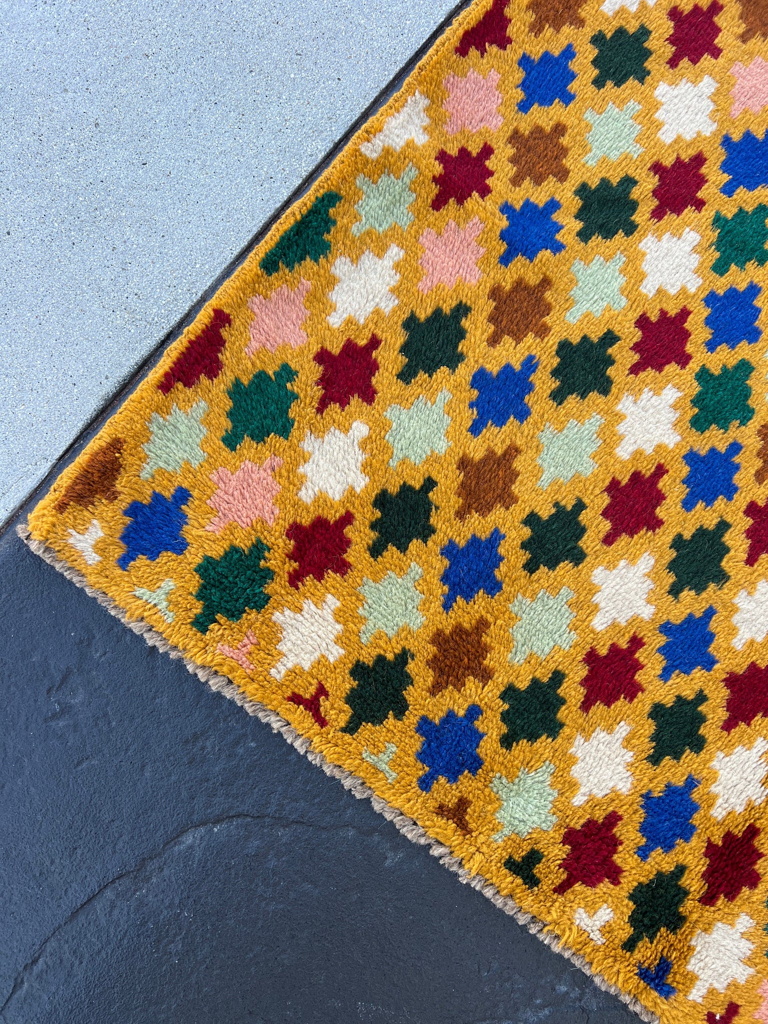 4x6 (120x185) Handmade Vintage Baluch Afghan Rug | Golden Yellow Turquoise Blue Crimson Red Ivory Chocolate Brown Pine Green Rose Pink Wool