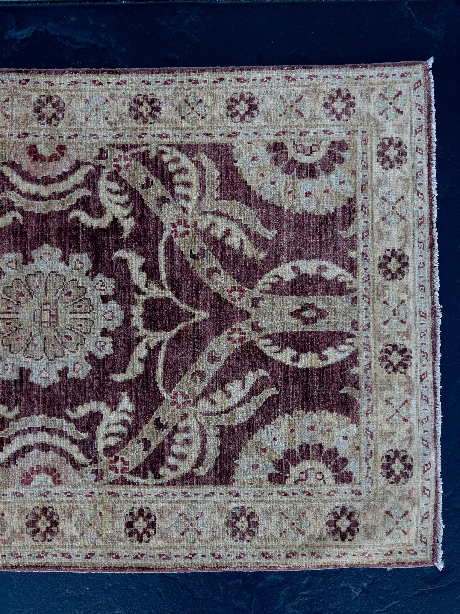 3x10 (90x305) Handmade Afghan Runner Rug | Chocolate Brown Beige Tan Yellow Cornsilk Mocha Brown | Floral Hand Knotted Persian