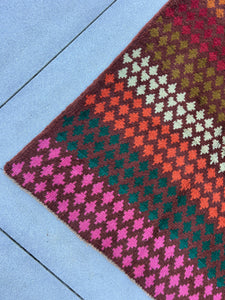 7x9 ~ 7x10 Handmade Vintage Baluch Afghan Rug | Purple Mauve Auburn Pine Green Coral Orange Olive Pine Green Rose Pink Crimson Red Ivory