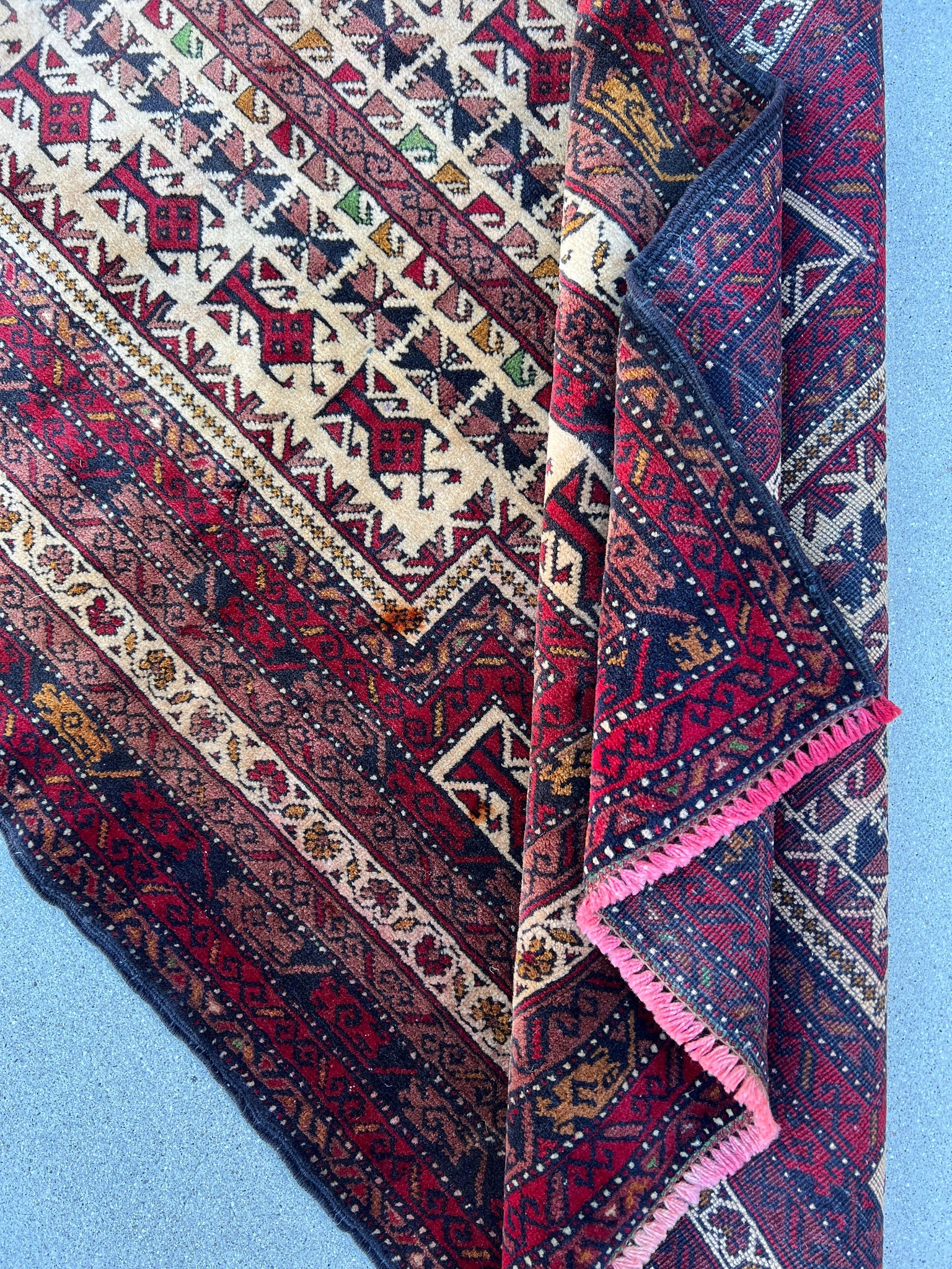 3x5 (100x180) Handmade Afghan Rug | Cherry Red Midnight Blue Cream Beige Orange Black Ivory Brick Red Green | Nomadic Baluch Boho