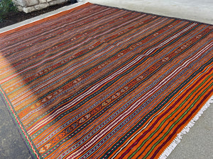 5x7 (150x215) Fair Trade Handmade Afghan Kilim Rug Coral Orange Ivory Sky Blue Forest Green Mustard Yellow Mint Olive Green Blood Red Black