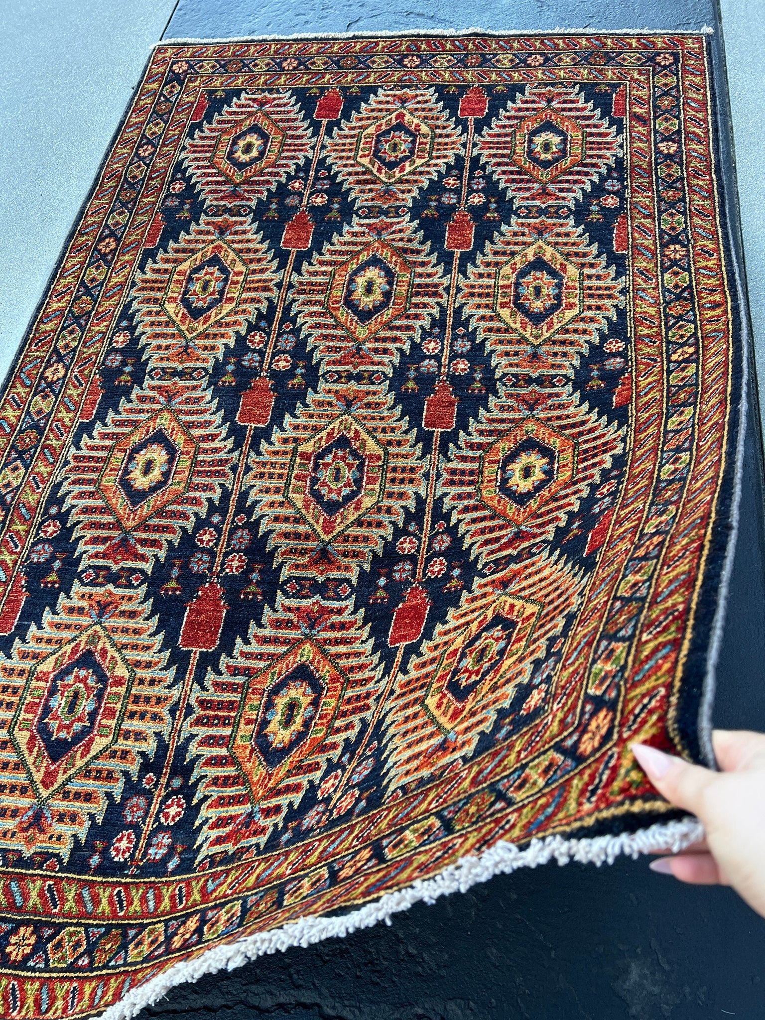 Geometric Red Traditional Handmade Small Rug 3x4 Tribal Carpet