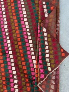 7x9 ~ 7x10 Handmade Vintage Baluch Afghan Rug | Purple Mauve Auburn Chocolate Pine Burnt Orange Cream Beige Olive Green Blush Pink Wool