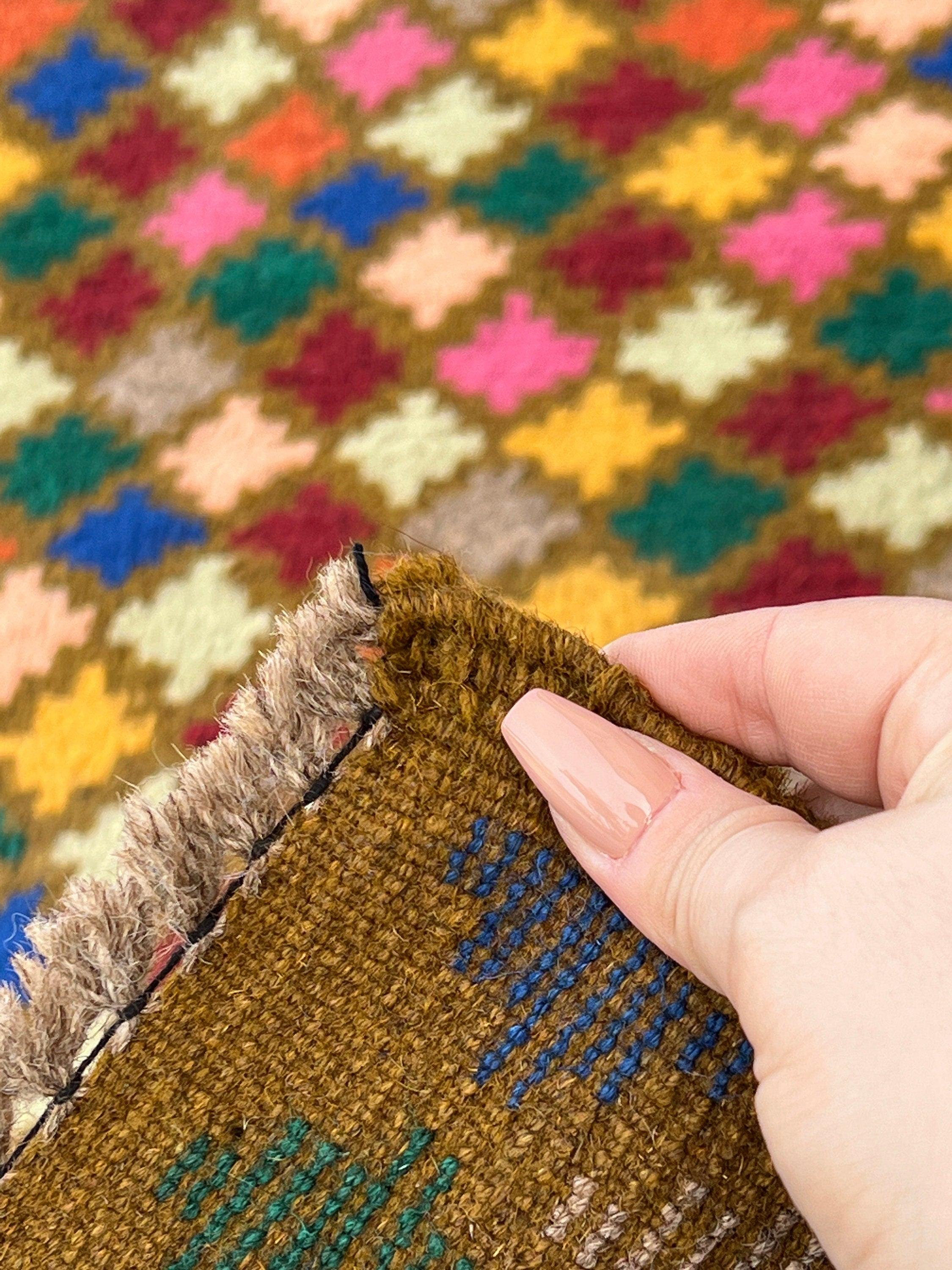 3x10 (90x305) Handmade Vintage Baluch Afghan Runner Rug | Copper Brown Blue Blush Pink Blood Red Burnt Orange Ivory Pine Green Taupe Pink