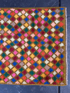 3x10 (90x305) Handmade Vintage Baluch Afghan Runner Rug | Copper Brown Blue Blush Pink Blood Red Burnt Orange Ivory Pine Green Taupe Pink