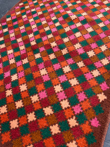 3x10 (90x305) Handmade Vintage Baluch Afghan Runner Rug | Umber Mauve Brown Blush Pink Pine Green Cream Beige Crimson Red Burnt Orange Wool