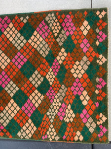 3x10 (90x305) Handmade Vintage Baluch Afghan Runner Rug | Pine Green Rose Blush Pink Grey Burnt Orange Chocolate Brown | Geometric Wool