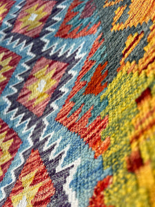 3x5 (120x150) Handmade Afghan Kilim Rug | Mustard Yellow Burnt Orange Teal Ivory Blood Red Charcoal Grey Olive Green Denim Blue | Wool Boho